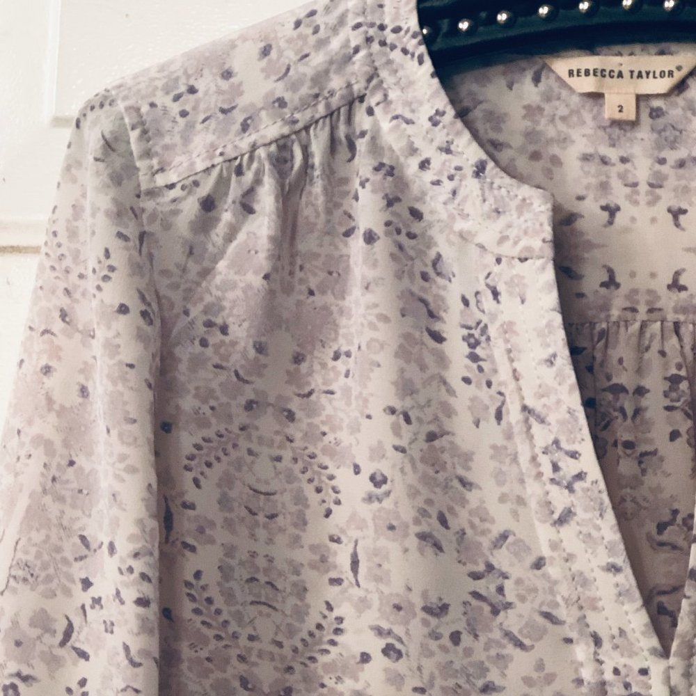Rebecca Taylor Lavender Floral Blouse - Picture 3 of 13